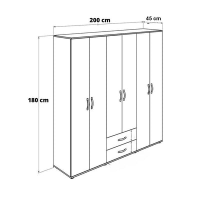 Armadio GRD4262023 bianco 6 ante e 2 cassetti