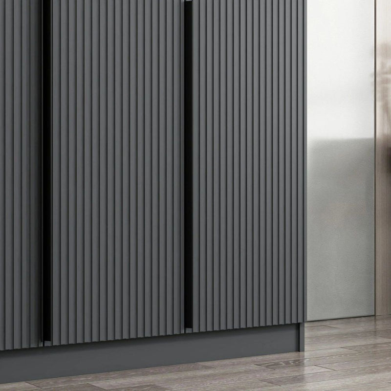 Armadio Kale 3 ante battenti colore antracite effetto cannettato