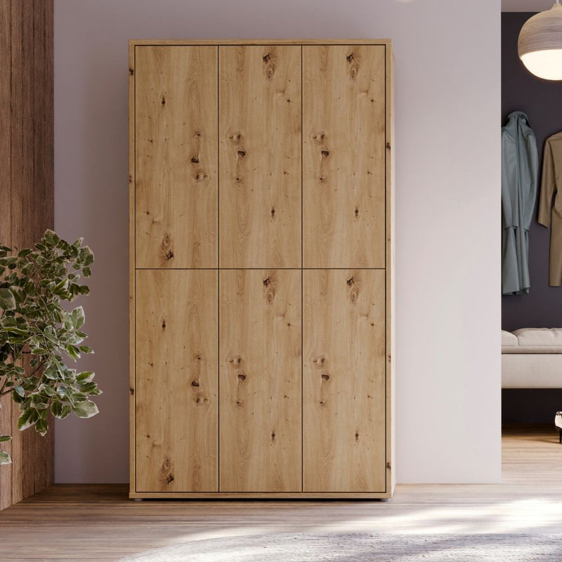 Armadio multiuso Medea 6 ante colore rovere 109.2x34.9xH191.9 cm.