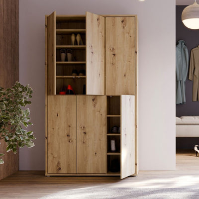 Armadio multiuso Medea 6 ante colore rovere 109.2x34.9xH191.9 cm.