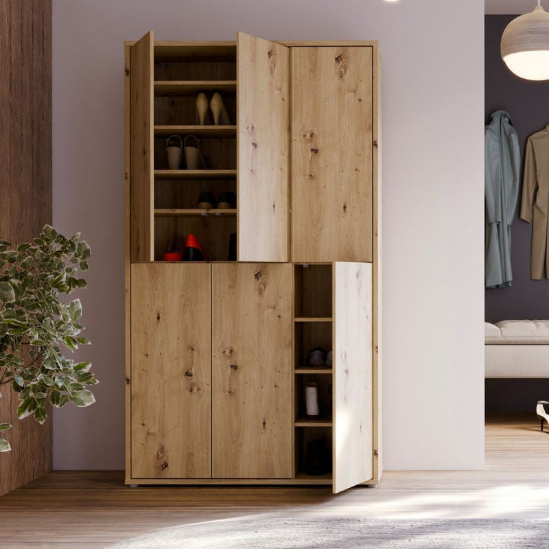 Armadio multiuso Medea 6 ante colore rovere 109.2x34.9xH191.9 cm.