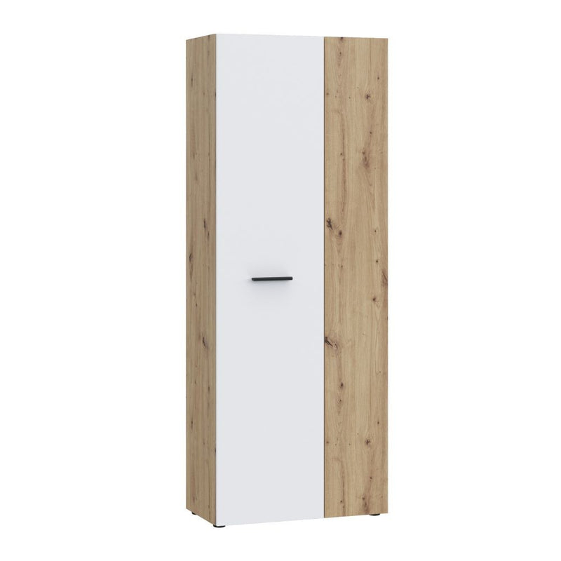 Armadio multiuso Teodoro 2 ante con portascope struttura rovere e 1 anta bianco