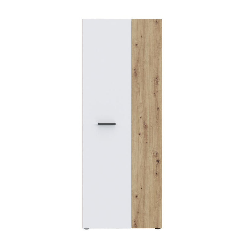 Armadio multiuso Teodoro 2 ante con ripiani struttura rovere e 1 anta bianco