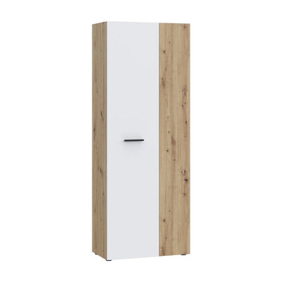Armadio multiuso Teodoro 2 ante con ripiani struttura rovere e 1 anta bianco