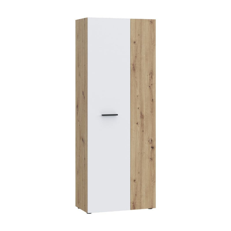 Armadio multiuso Teodoro 2 ante con ripiani struttura rovere e 1 anta bianco