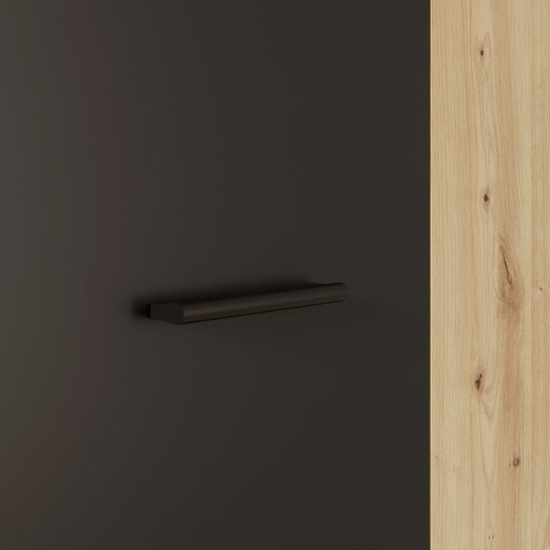 Armadio multiuso Teodoro 2 ante con ripiani struttura rovere e 1 anta nero