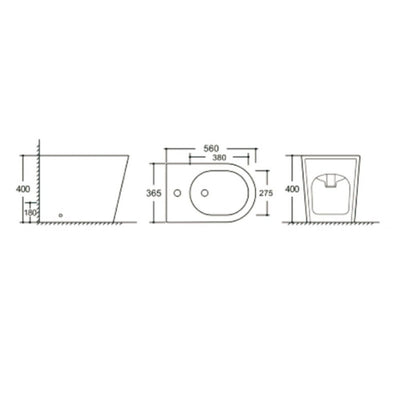 Bidet a pavimento YJ-1380F bianco lucido 36.5x56x40 cm.