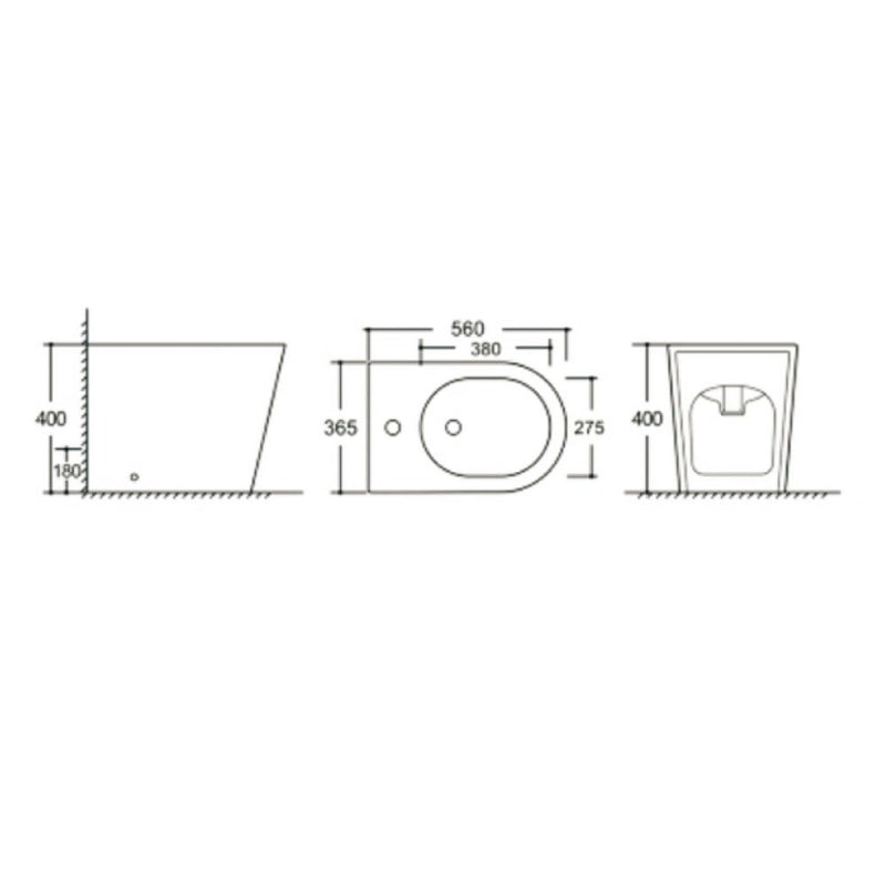 Bidet a pavimento YJ-1380FMW bianco opaco 36.5x56x40 cm.