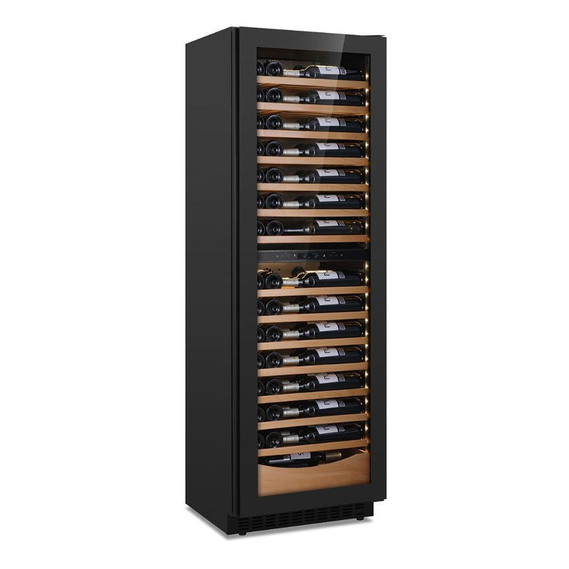 Cantinetta incasso ventilato DW170F2T con maniglia integrata 2 zone di temperatura 105 bottiglie nero classe G