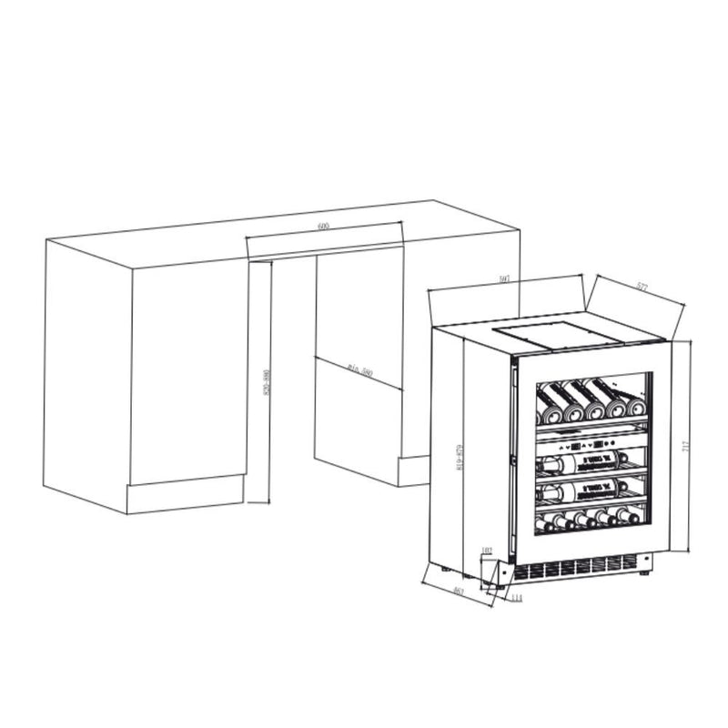 Cantinetta incasso ventilato DW362THK colore nero 36 bottiglie doppia zona di temperatura classe F