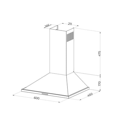 Cappa a piramide 60 cm Eolo 60 nera Samet