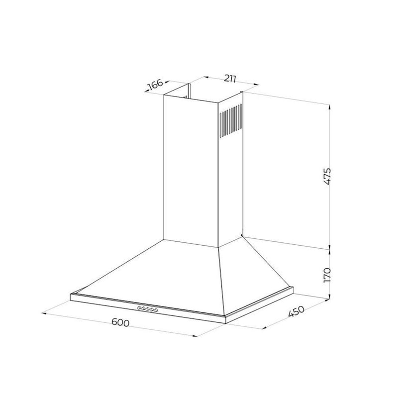 Cappa a piramide 60 cm Eolo 60 nera Samet