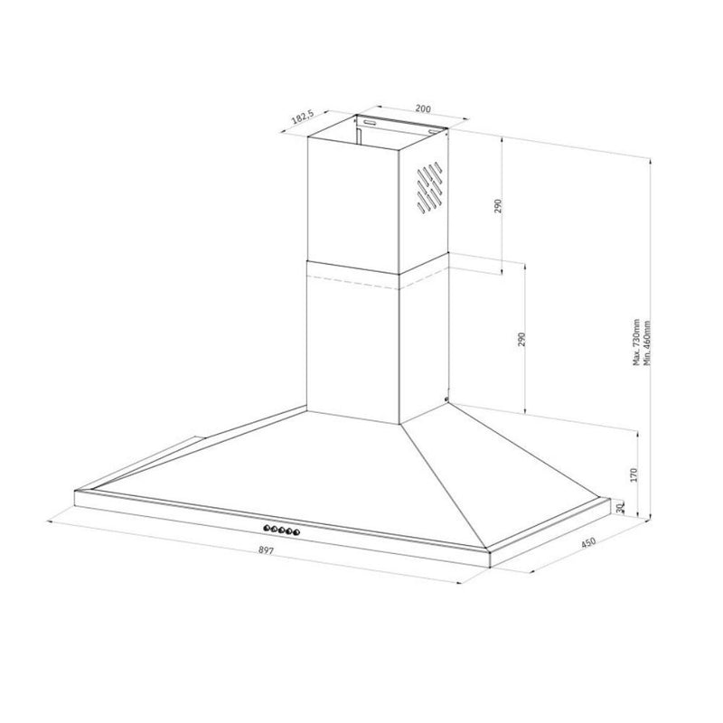 Cappa a piramide 90 cm Eolo 90 nera Samet