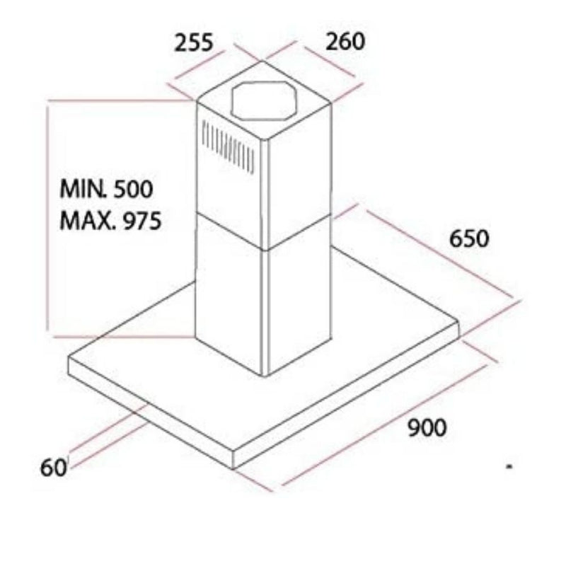 Cappa isola Picante 90 cm inox