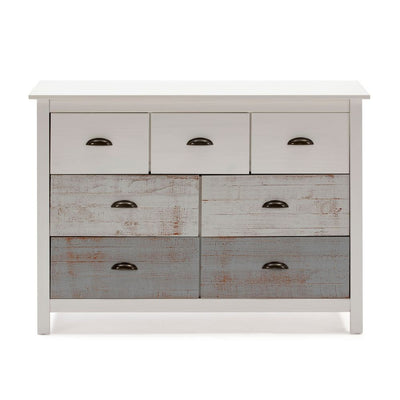 Comò Romantica 4 cassetti e 3 cassettini in legno massiccio multicolor