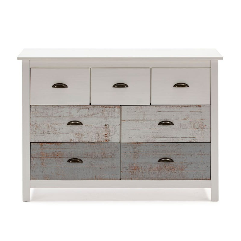 Comò Romantica 4 cassetti e 3 cassettini in legno massiccio multicolor