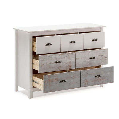 Comò Romantica 4 cassetti e 3 cassettini in legno massiccio multicolor