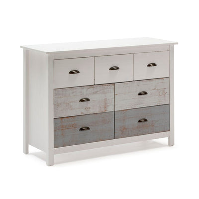 Comò Romantica 4 cassetti e 3 cassettini in legno massiccio multicolor