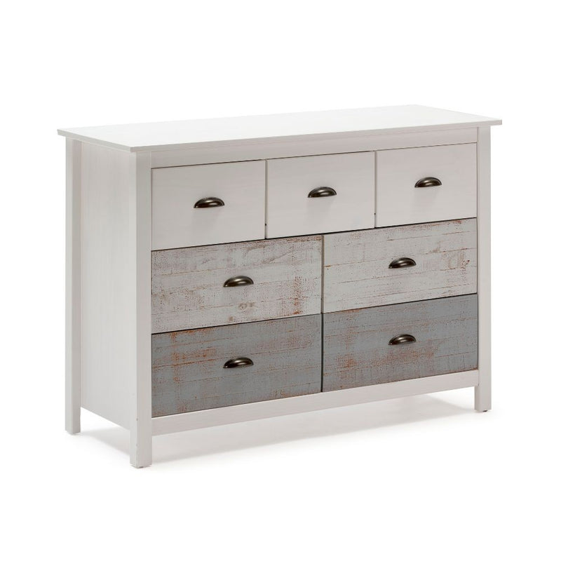 Comò Romantica 4 cassetti e 3 cassettini in legno massiccio multicolor