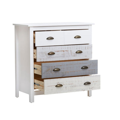 Comò Romantica con 3 cassettoni e 2 cassettini in legno massiccio multicolor