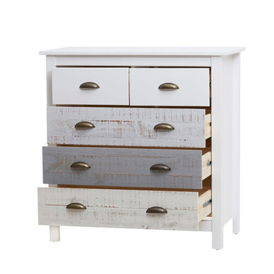 Comò Romantica con 3 cassettoni e 2 cassettini in legno massiccio multicolor