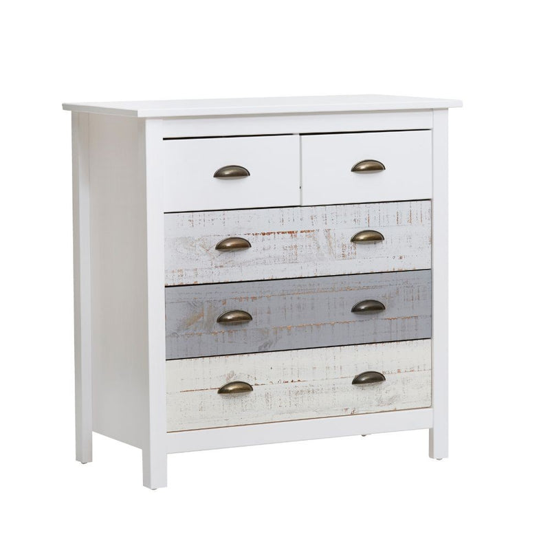 Comò Romantica con 3 cassettoni e 2 cassettini in legno massiccio multicolor