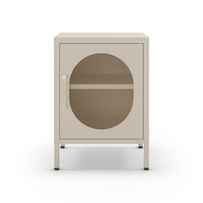 Comodino Diora in metallo con 1 anta colore crema