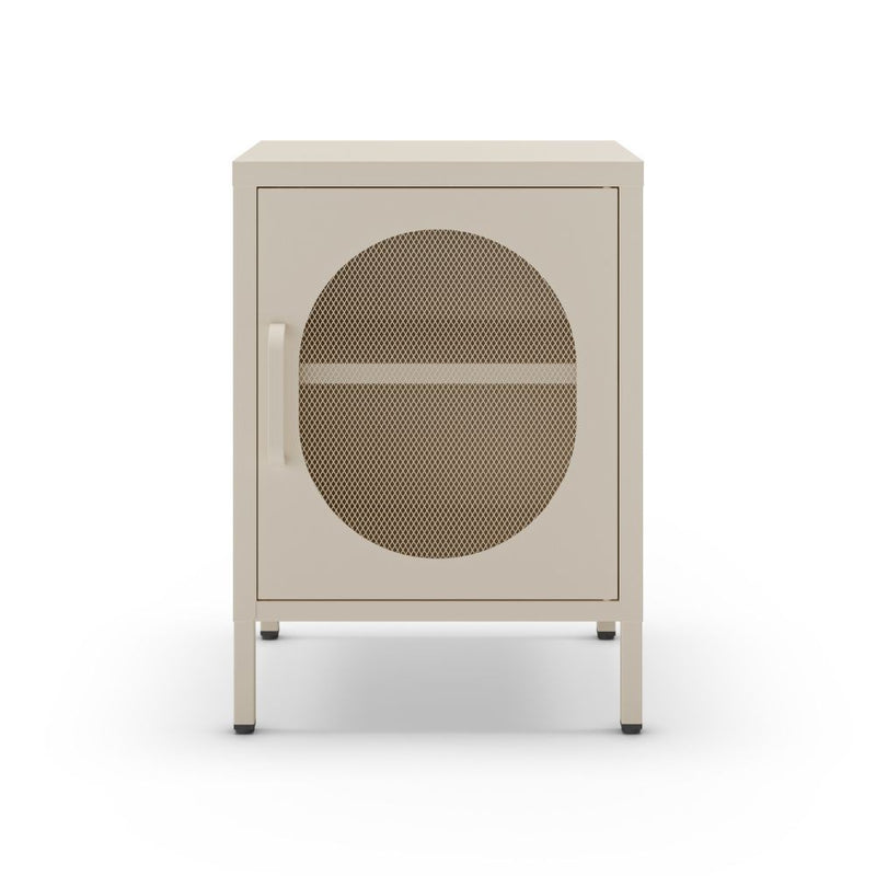 Comodino Diora in metallo con 1 anta colore crema