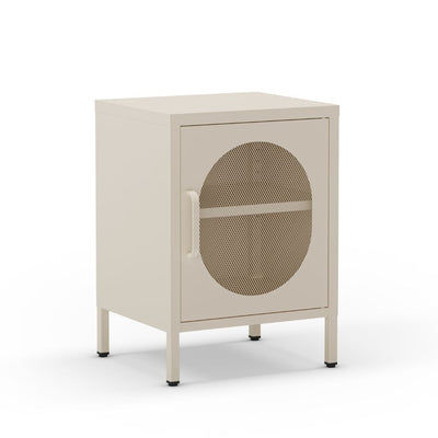 Comodino Diora in metallo con 1 anta colore crema