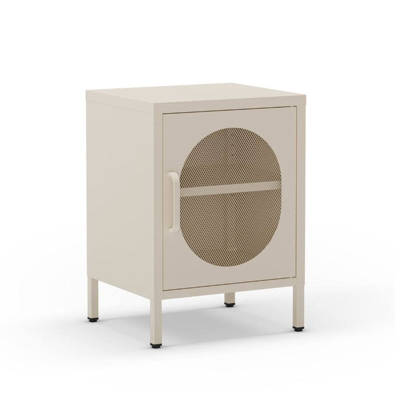 Comodino Diora in metallo con 1 anta colore crema