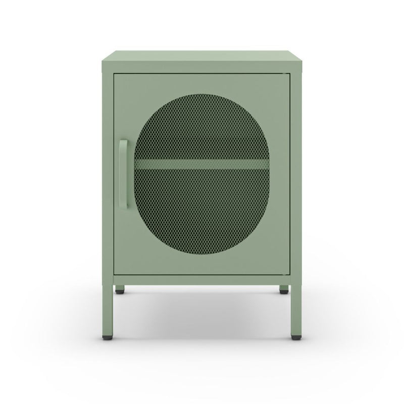 Comodino Diora in metallo con 1 anta colore verde menta