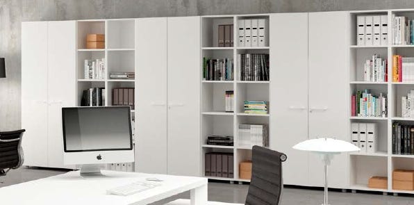 Composizione completa ufficio operativo con 4 postazioni lavoro cm. 324x324x72h