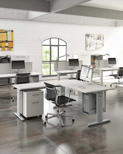 Composizione completa ufficio operativo con 4 postazioni lavoro cm. 324x324x72h