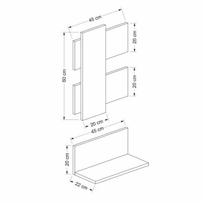 Composizione mensole da parete Belita antracite noce