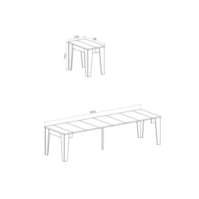 Consolle allungabile Petra con 6 allunghe colore bianco rustika