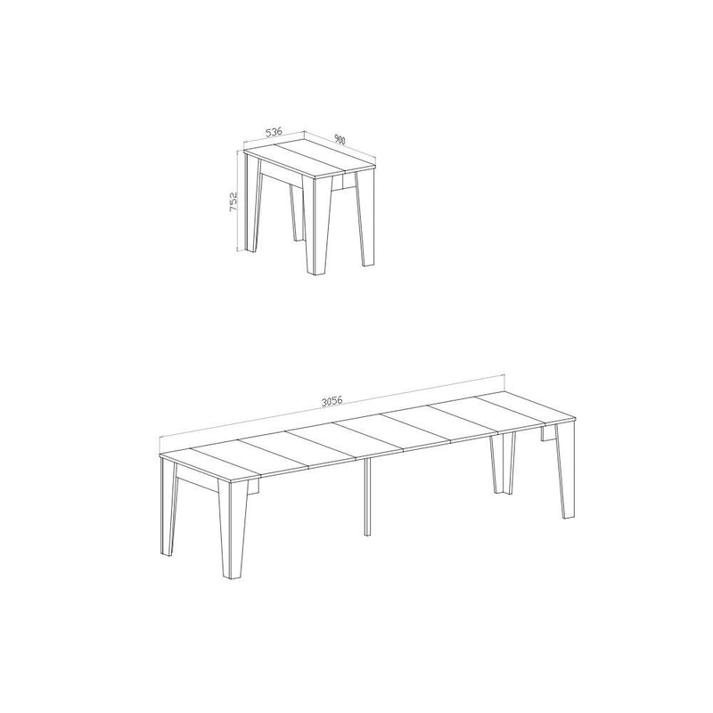 Consolle allungabile Petra con 6 allunghe colore nero effetto cemento