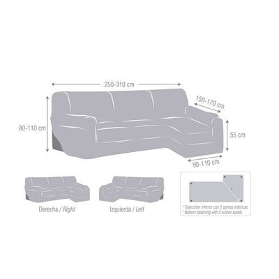 Copridivano Troya elastico penisola destra beige bracciolo lungo 250/310