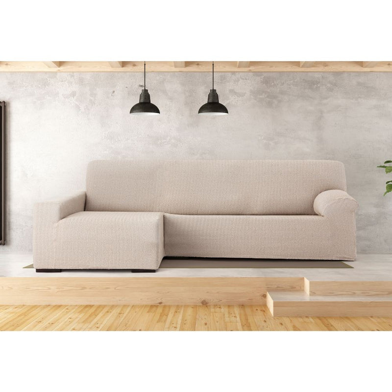 Copridivano Troya elastico penisola sinistra beige bracciolo lungo 250/310