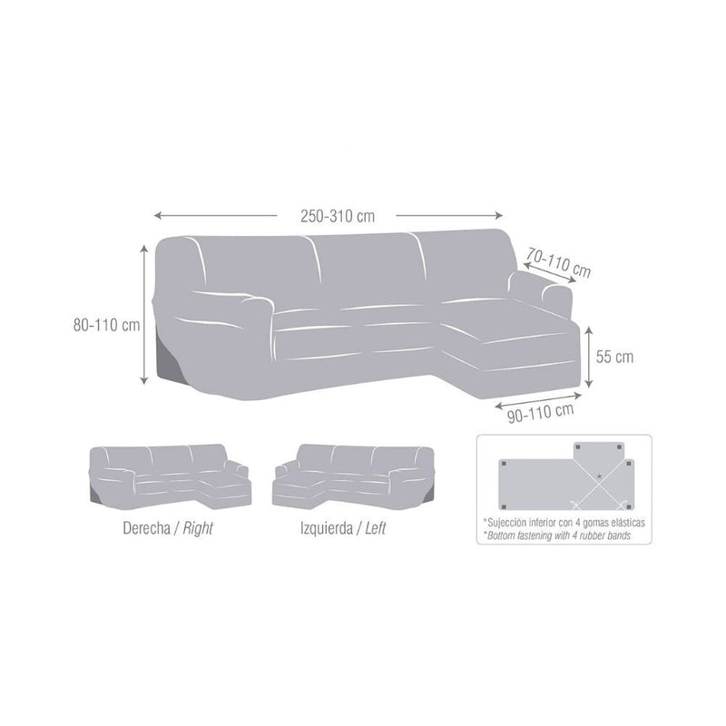 Copridivano Troya elastico penisola sinistra grigio bracciolo corto 250/310