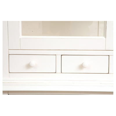 Biscottini Credenza Country in legno massello di tiglio finitura bianca anticata L142xPR50xH225 cm. Made in Italy