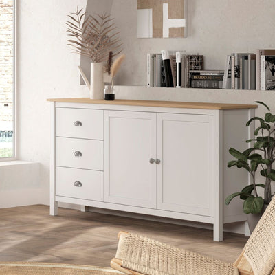 Credenza Misti 2 ante e 3 cassetti in legno massiccio bianco e rovere