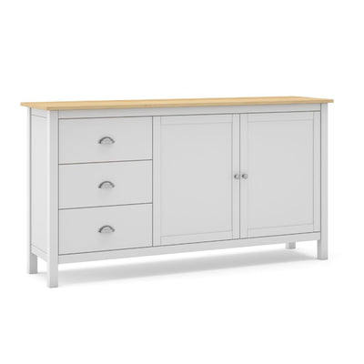 Credenza Misti 2 ante e 3 cassetti in legno massiccio bianco e rovere
