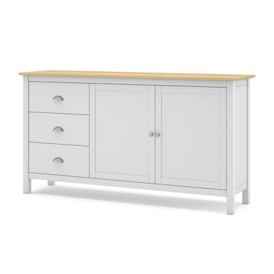Credenza Misti 2 ante e 3 cassetti in legno massiccio bianco e rovere