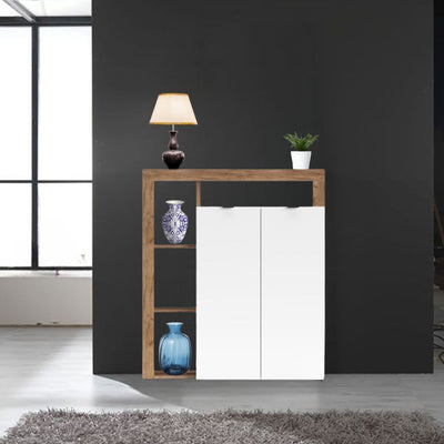 Credenza Nexon 2 colore rovere tabacco e bianco
