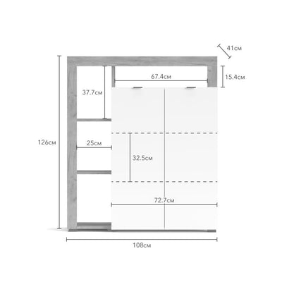 Credenza Nexon 2 colore rovere tabacco e bianco