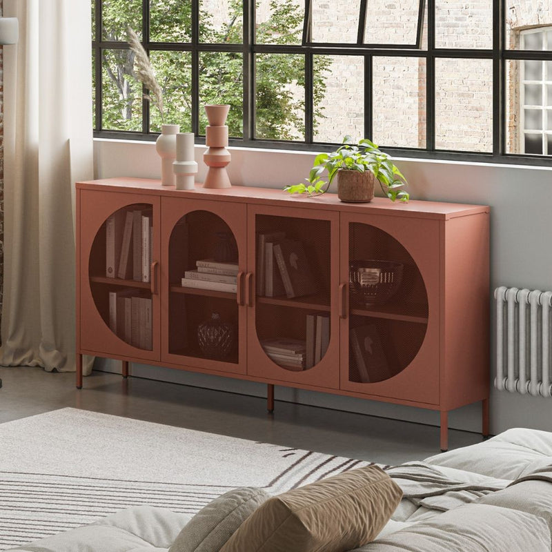 Credenza Tayra in metallo con 4 ante 160 cm. terracotta