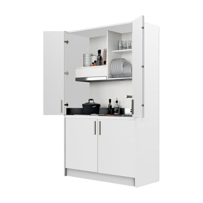 Cucina monoblocco Fold Evolution struttura e ante a libro bianco