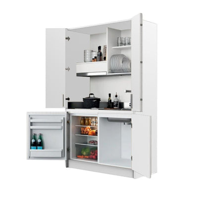 Cucina monoblocco Fold Evolution struttura e ante a libro bianco