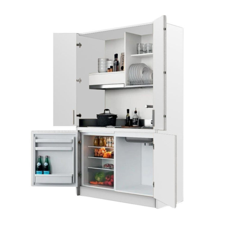 Cucina monoblocco Fold Evolution struttura e ante a libro bianco