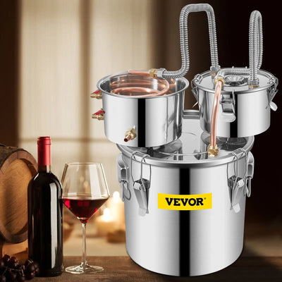 Distillatore da 11,36 L, distributore d'acqua, distillatore in acciaio inox con 2 barili di condensazione, accessori per distillatore